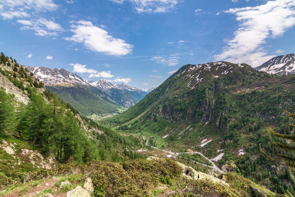 Breathtaking view of mountains in Chamonix, France with snow-capped peaks and lush valley.